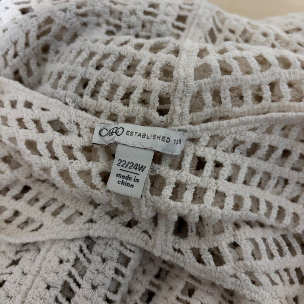Cato Sweater Women's 22/24W Beige Open Knit Pullover Crochet Casual - Picture 6 of 8